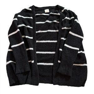 Harper Heritage Black White Striped Open Front Cardigan Size S